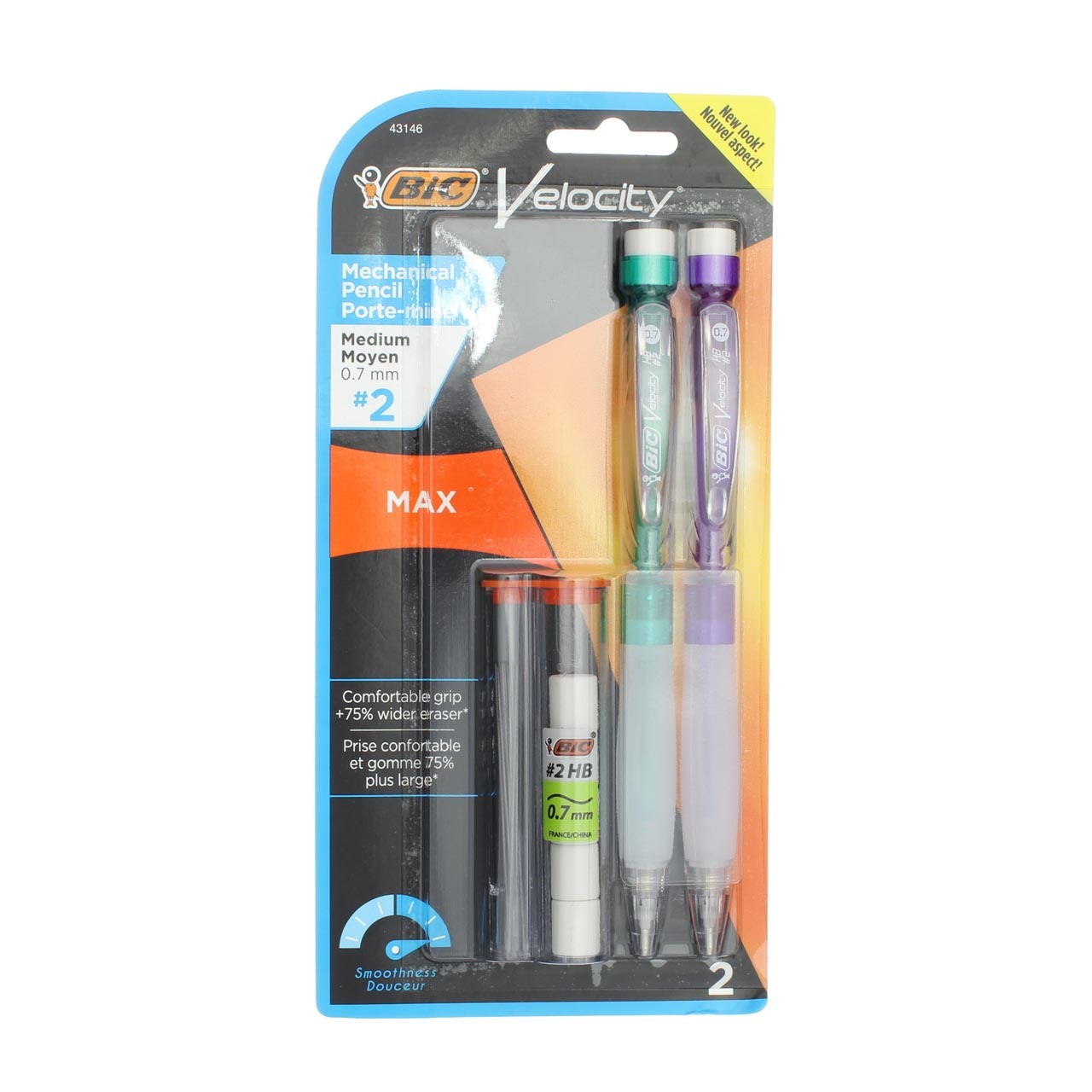 3 Pack BiC Velocity Max Mechanical Pencil & Refills, 0.7 mm, #2, 2 Ct