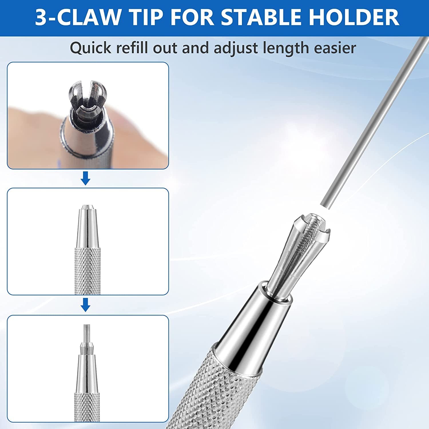 Hiboom 4 Pcs Welders Pencil with 48 Silver Round Refills,