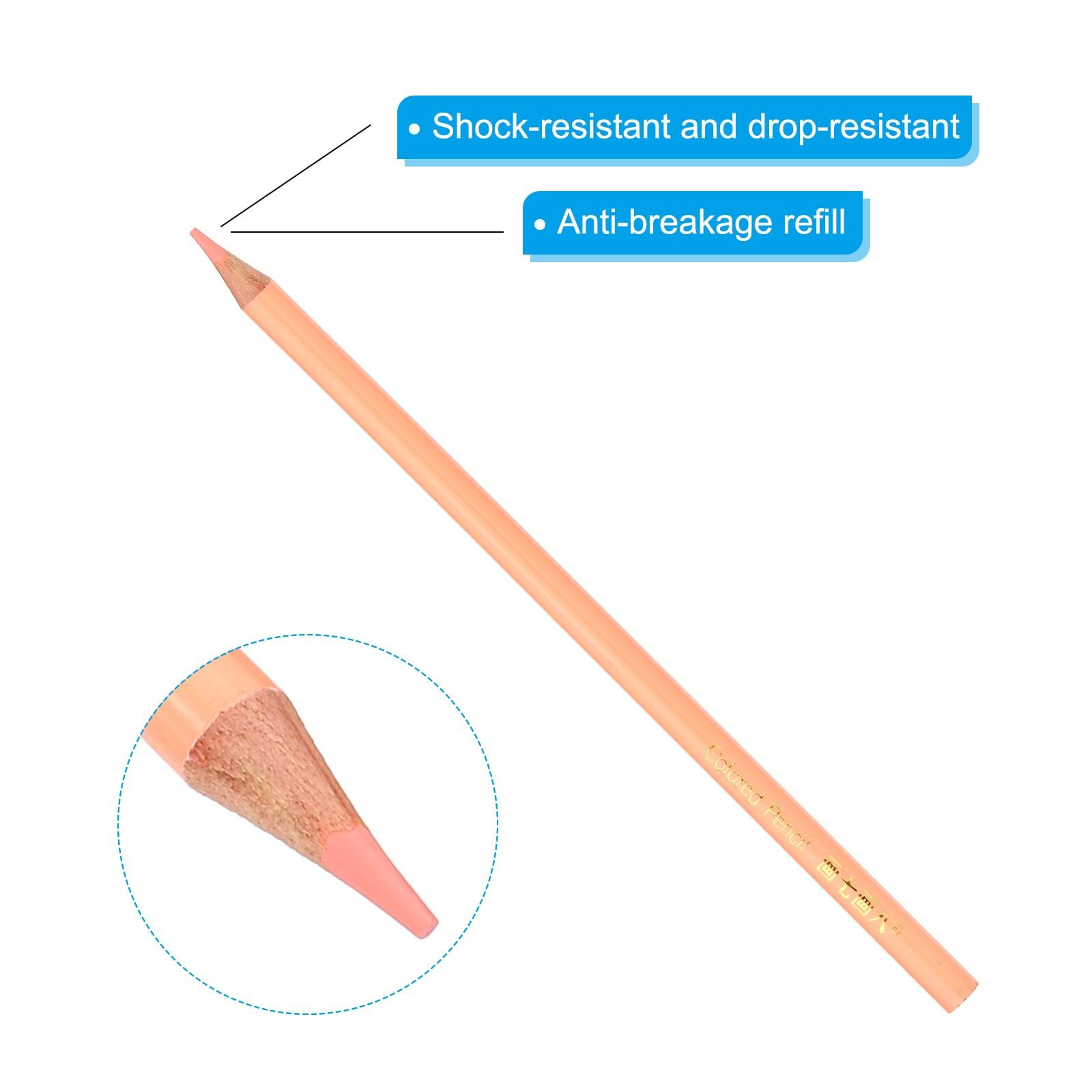 PATIKIL Light yellow Color Colored Pencils Set,12 Pcs Oil Skin