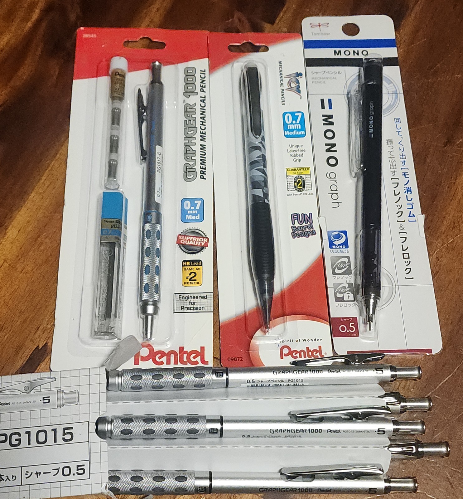 Pentel Graphgear 1000 PG1015 Automatic Drafting Mechanical Pencil 0.5 mm 5PK NEW