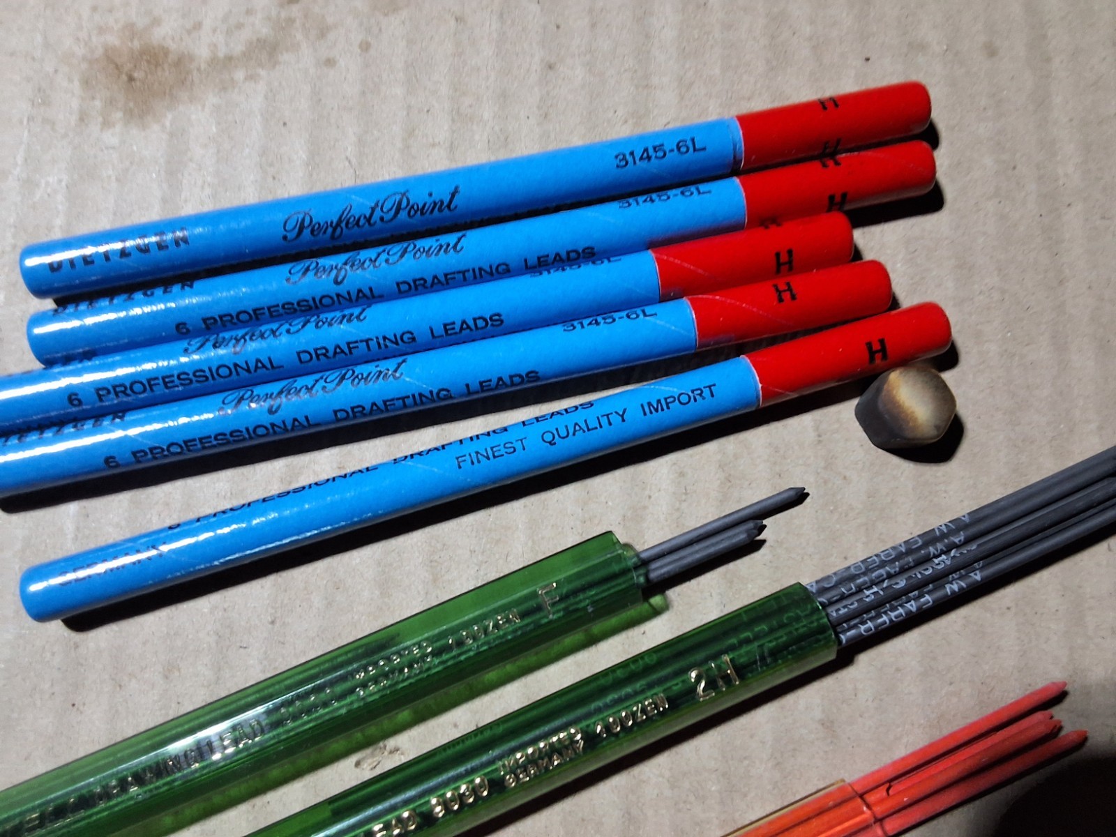 A.W. Faber Castell Drawing lead & 5 Dietzgen 6 lead perfect point drafting leads