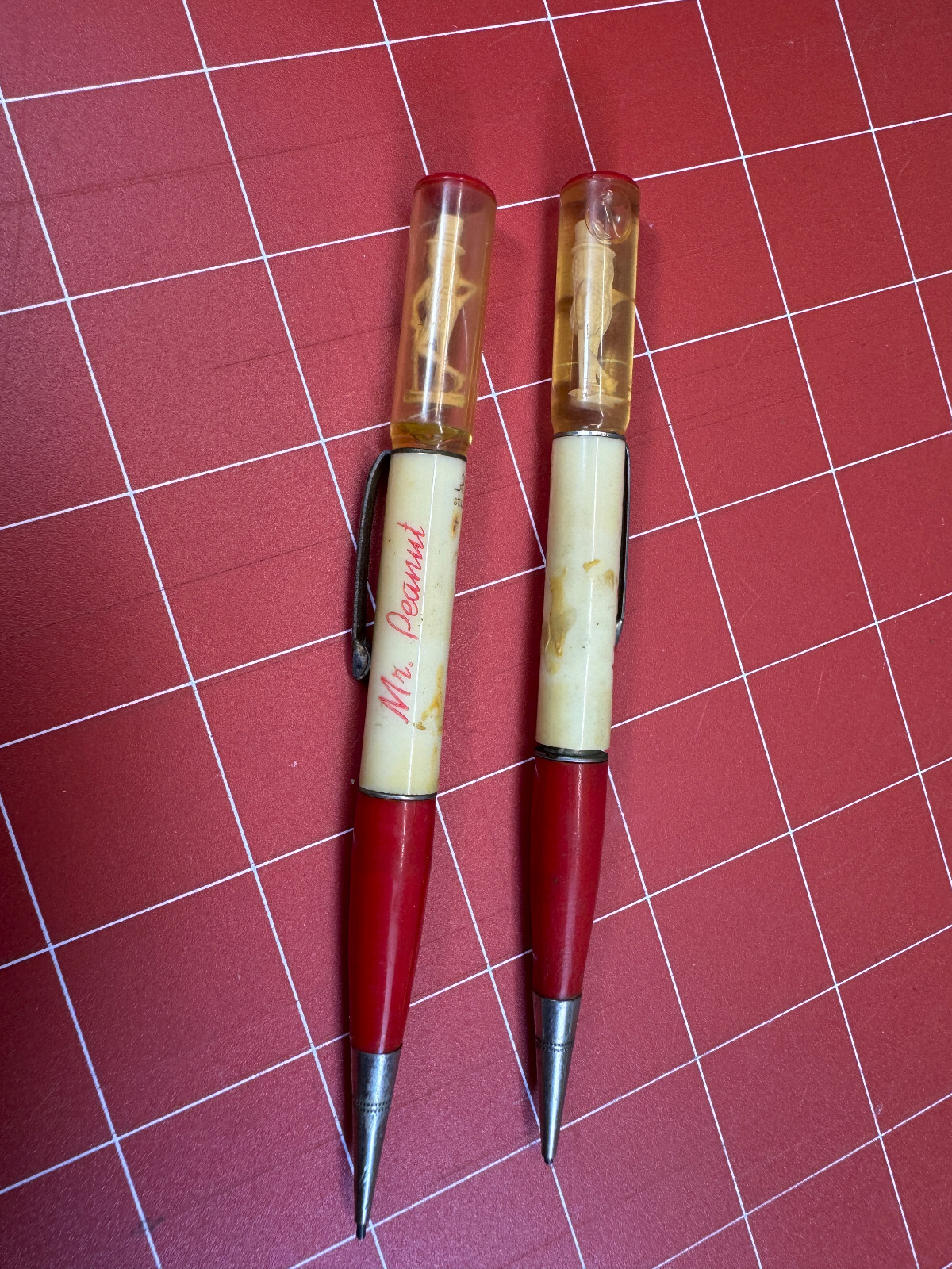 Lot of 2 Vintage Planters Mr. Peanut Mascot Advertising Mechanical Pencil
