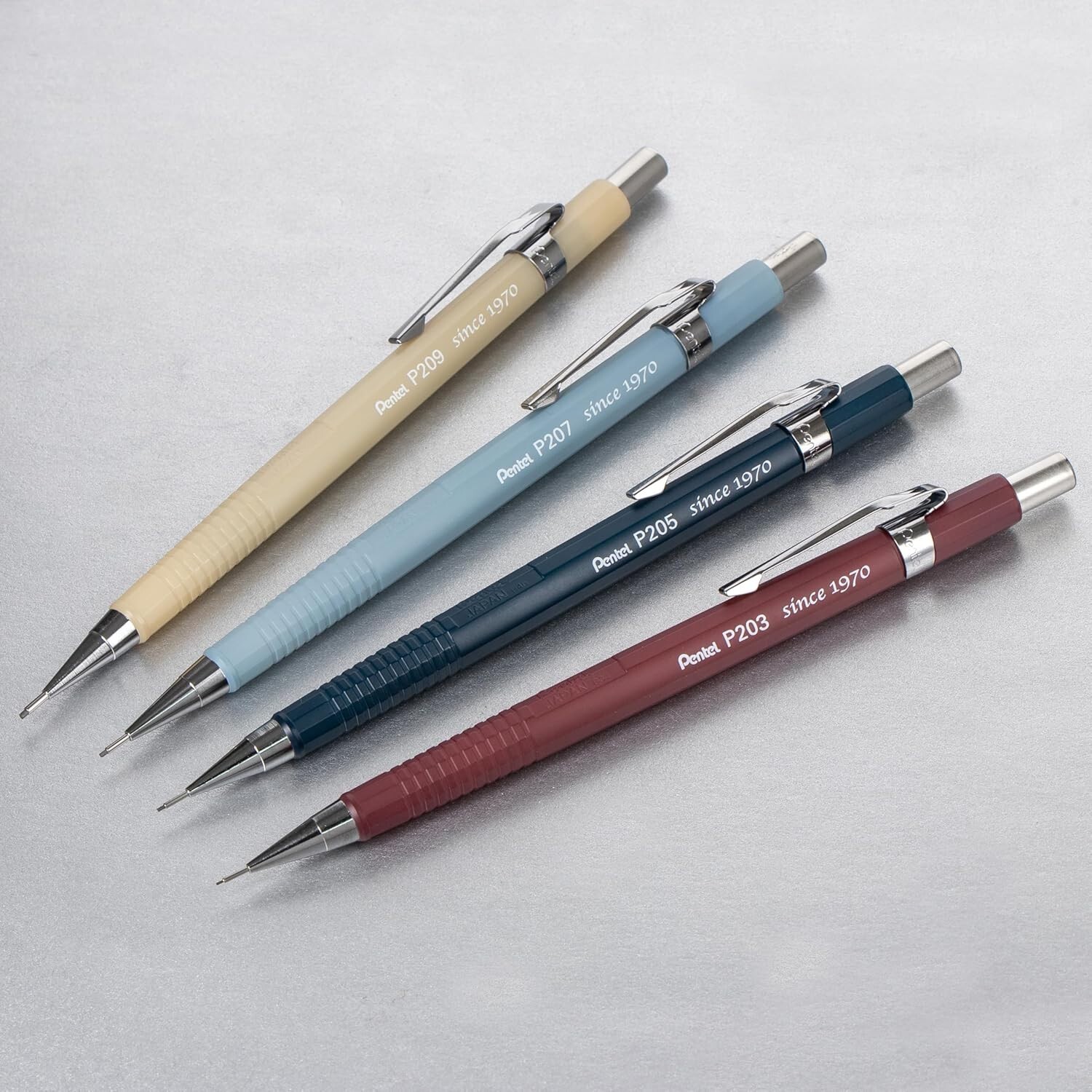 Pentel P200 Kimono Series Mechanical Pencil Set of 4-0.3/0.5/0.7/0.9mm