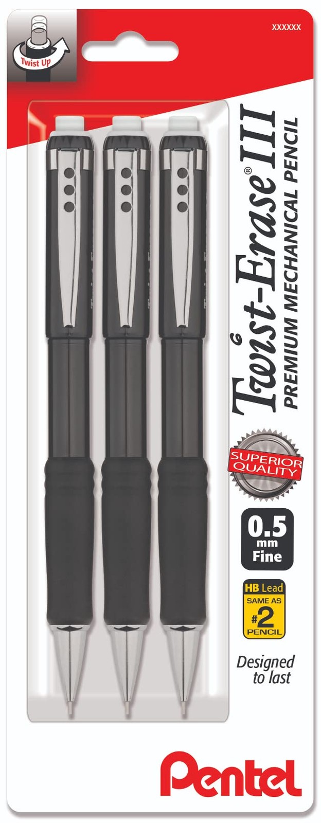 Pentel Mechanical Pencil 0.5 mm Twist Erase III, Twist Up Office Product