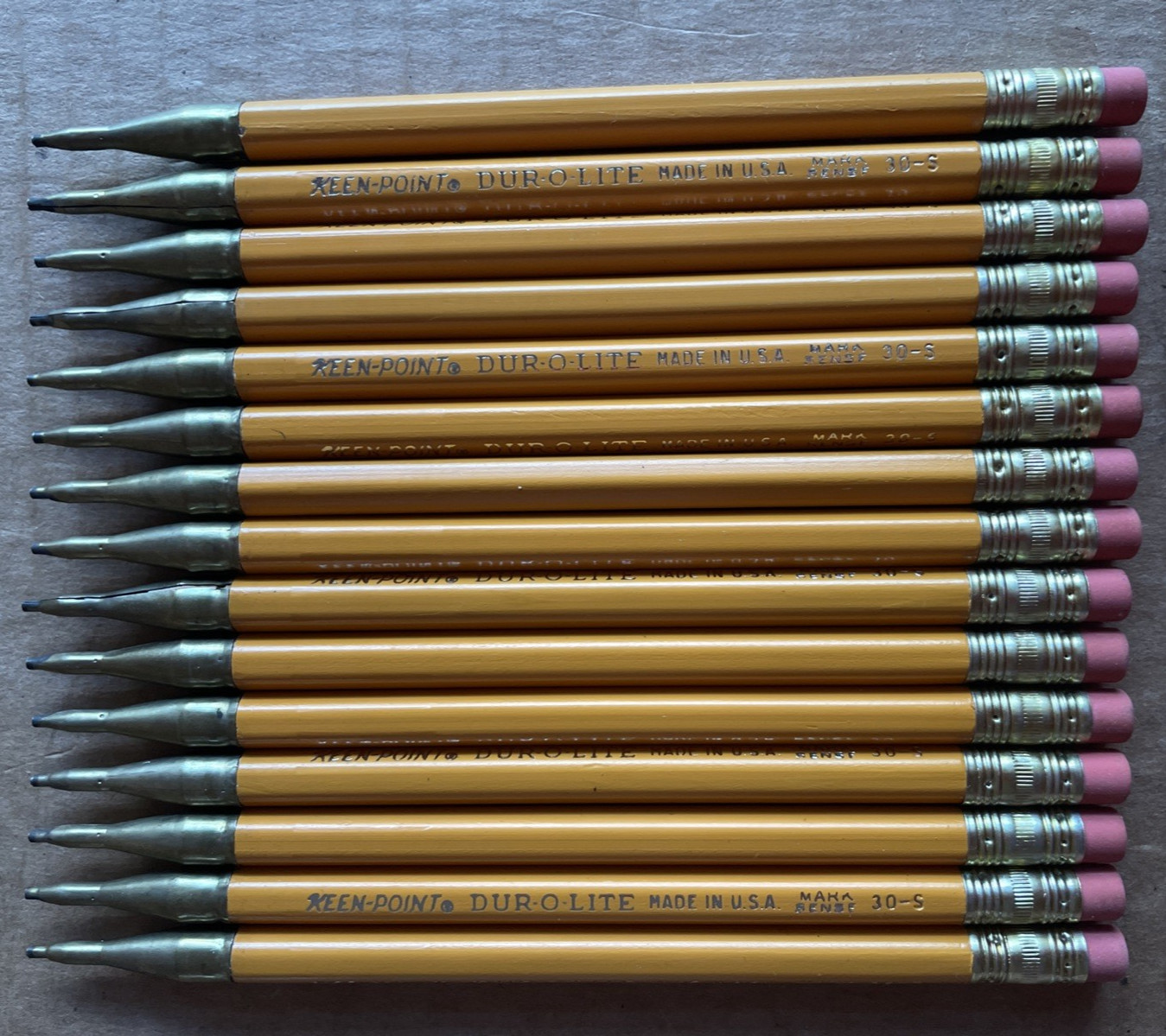 MCM Mechanical Pencil Set Of 15 Dur-O-Lite Keen-Point Yellow Brass USA Made