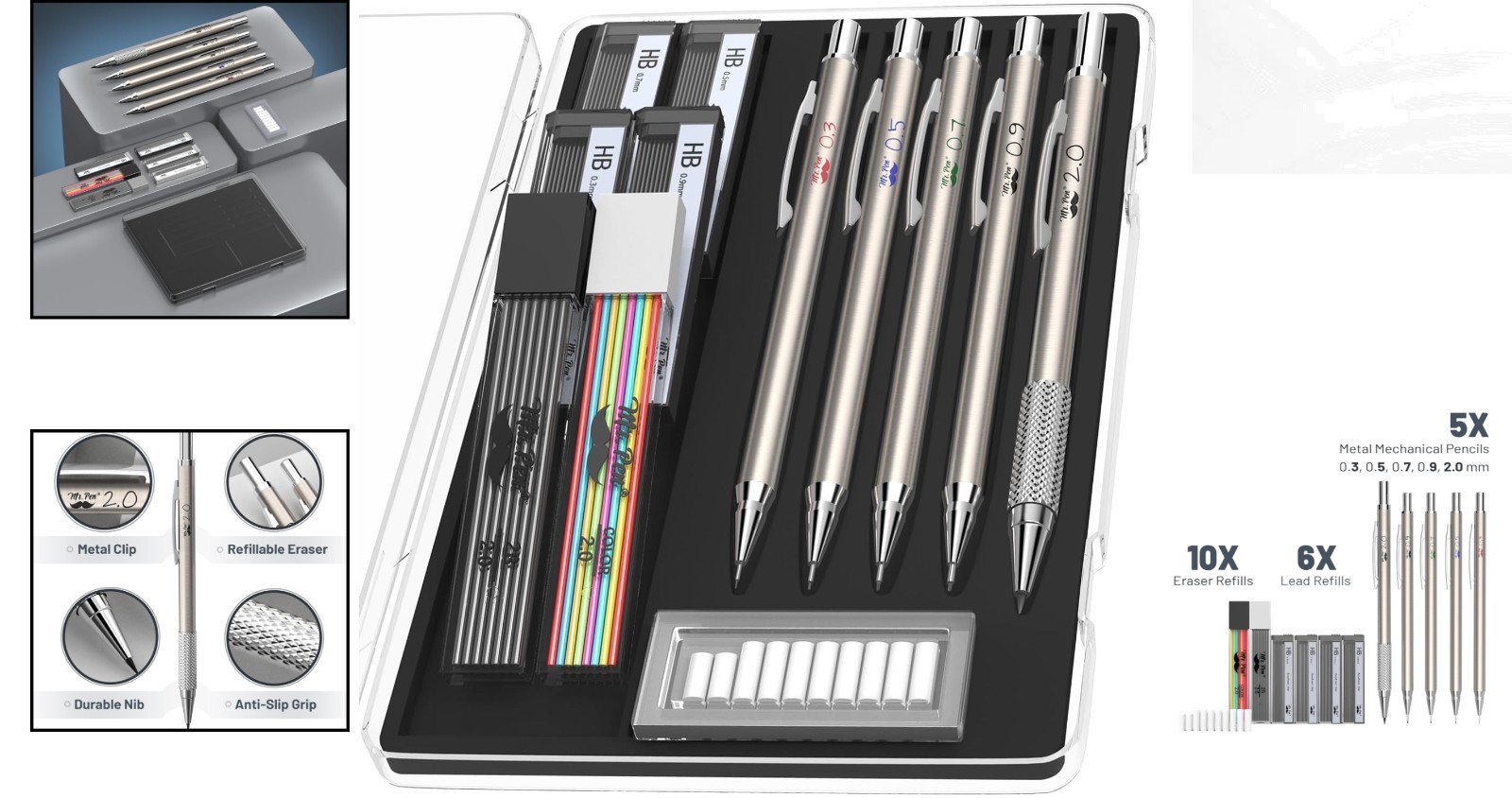 Sleek & Stylish Metal Mechanical Pencils Set – Ideal for Drafting & Sketching