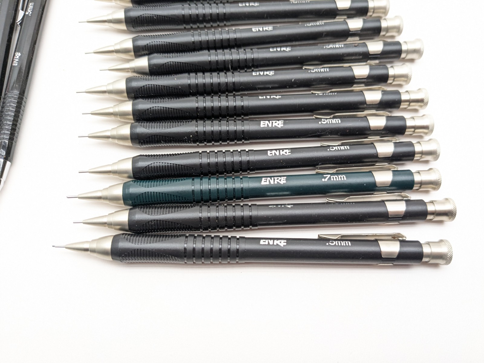 VTG ENRE Mechanical Pencil Ma – .5mm,.7mm Black/Silver Heavy Duty Lot Of 17