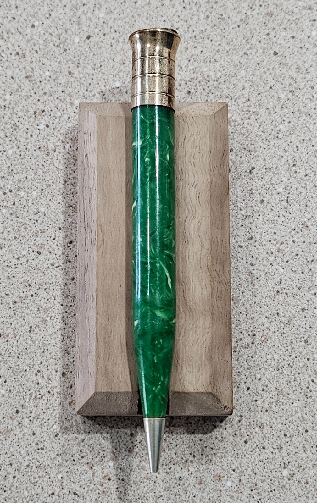 Vintage 14k Gold Filled Green Marble Vest Pendant Mechanical Pencil- Not Working