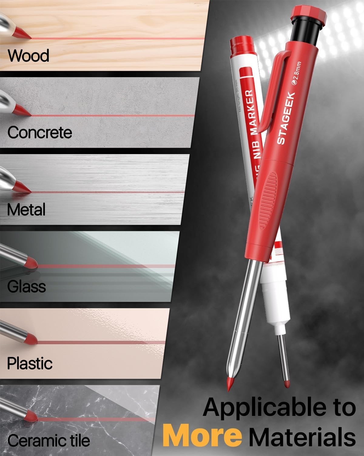 “3PCS Carpenter Pencils with Sharpener, Heavy Duty Woodworking Red+Black+Yellow