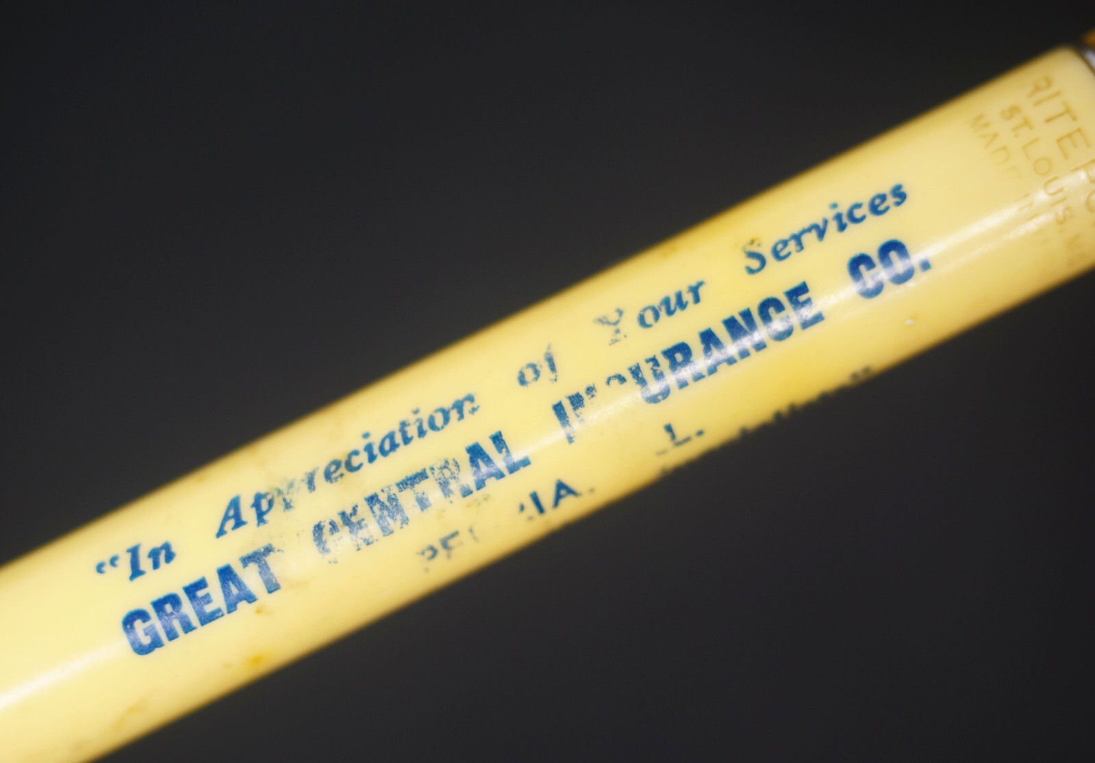 Vtg Mechanical Pencil Great Central Insurance Co. Employee Reward Agent Inside