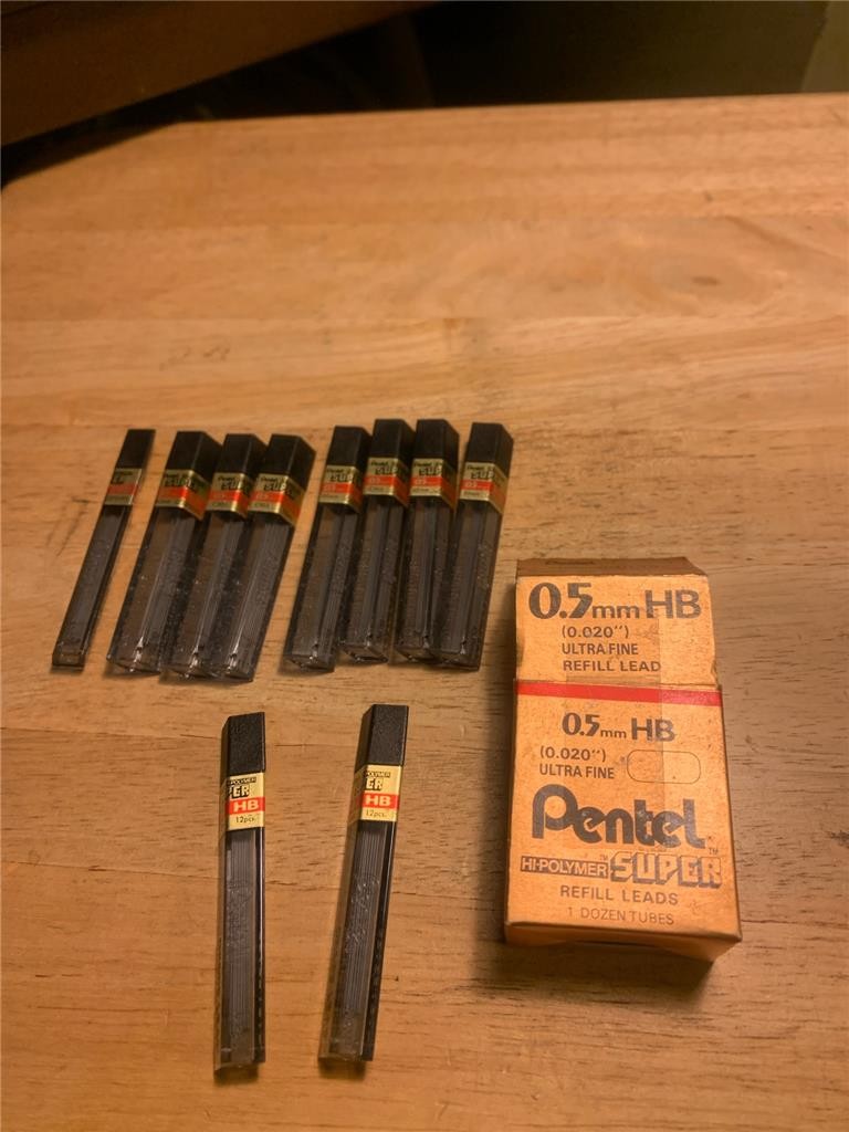 Pentel C505-HB 0.5mm Super Hi-Polymer Lead, Box of 10 Tubes