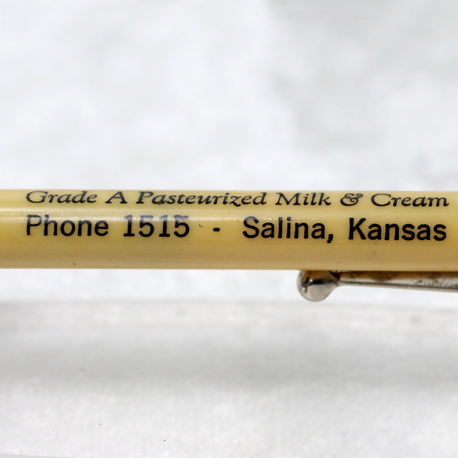 VTG 1930’s Red & White GRAMMAR’S DAIRY Salinas Kans Lipic L-66 Mechanical Pencil