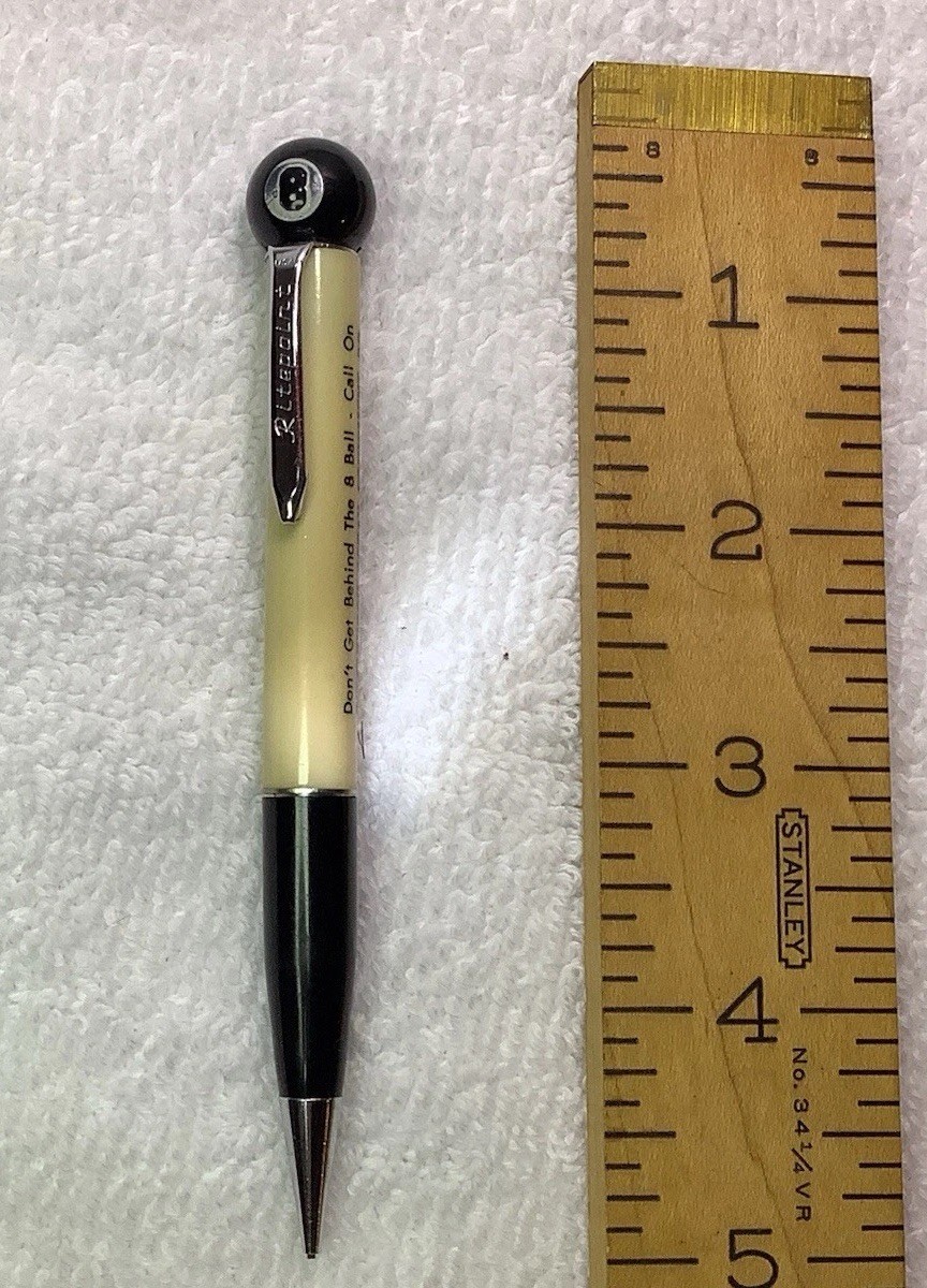 Vintage RITEPOINT Mechanical Pencil Pittsburgh Advertising 8 Ball On Top Pool