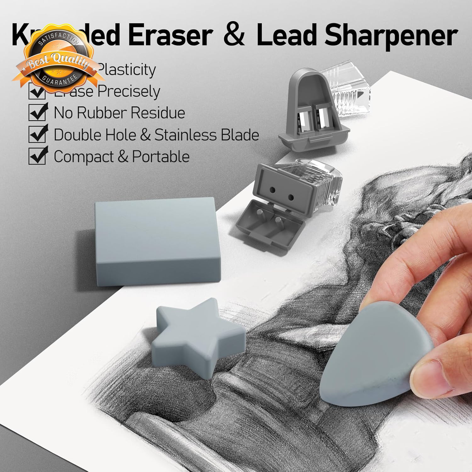 2MM Mechanical Pencil Set Artist Metal Lead Holder 60 Refills Eraser 70