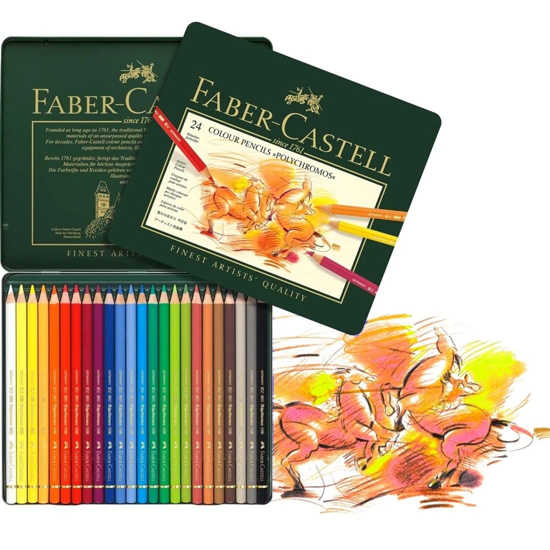 Faber-Castell Polychromos Artists’ Color Pencils 24 Count (Pack of 1), Multi