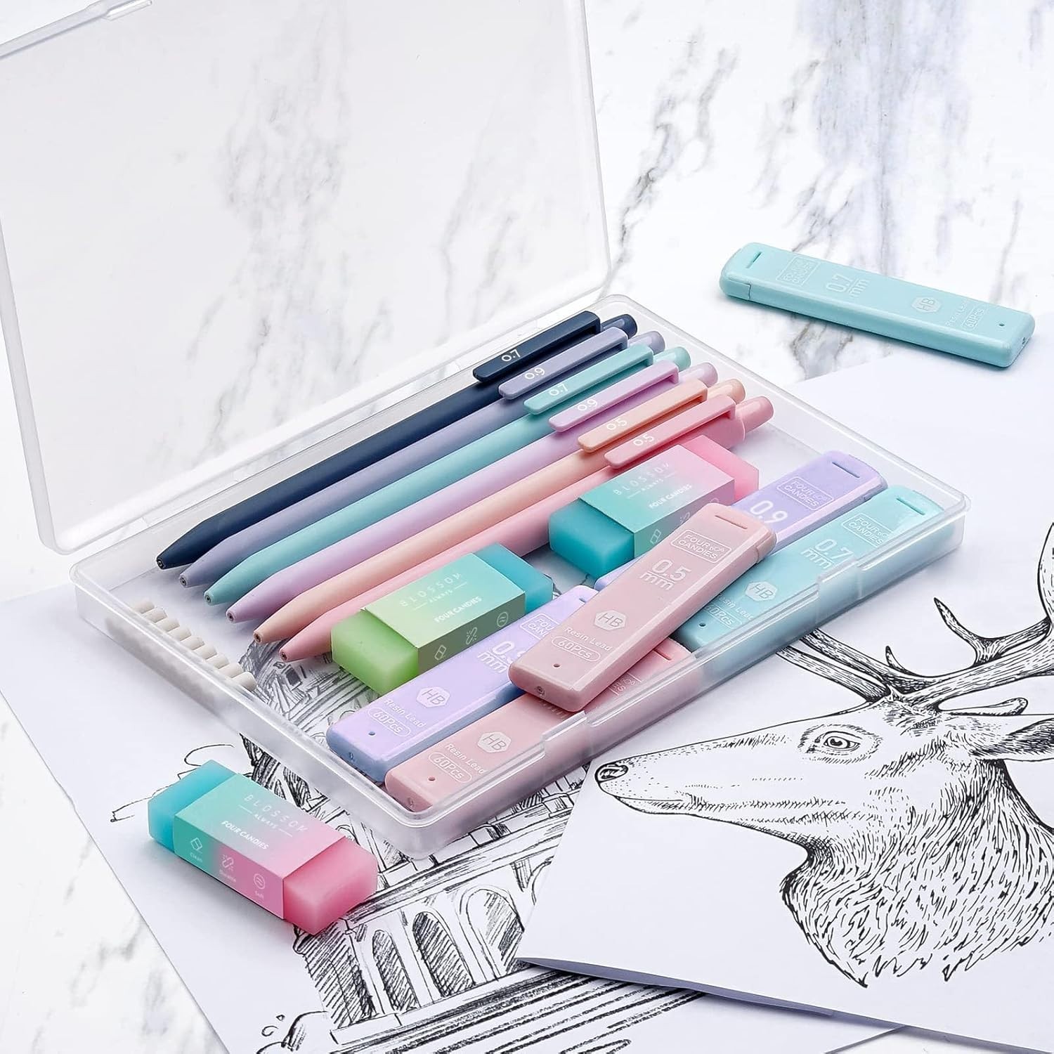 Adorable 6PCS Cute Mechanical Pencils with Triangular Grip – Ideal for All Ages