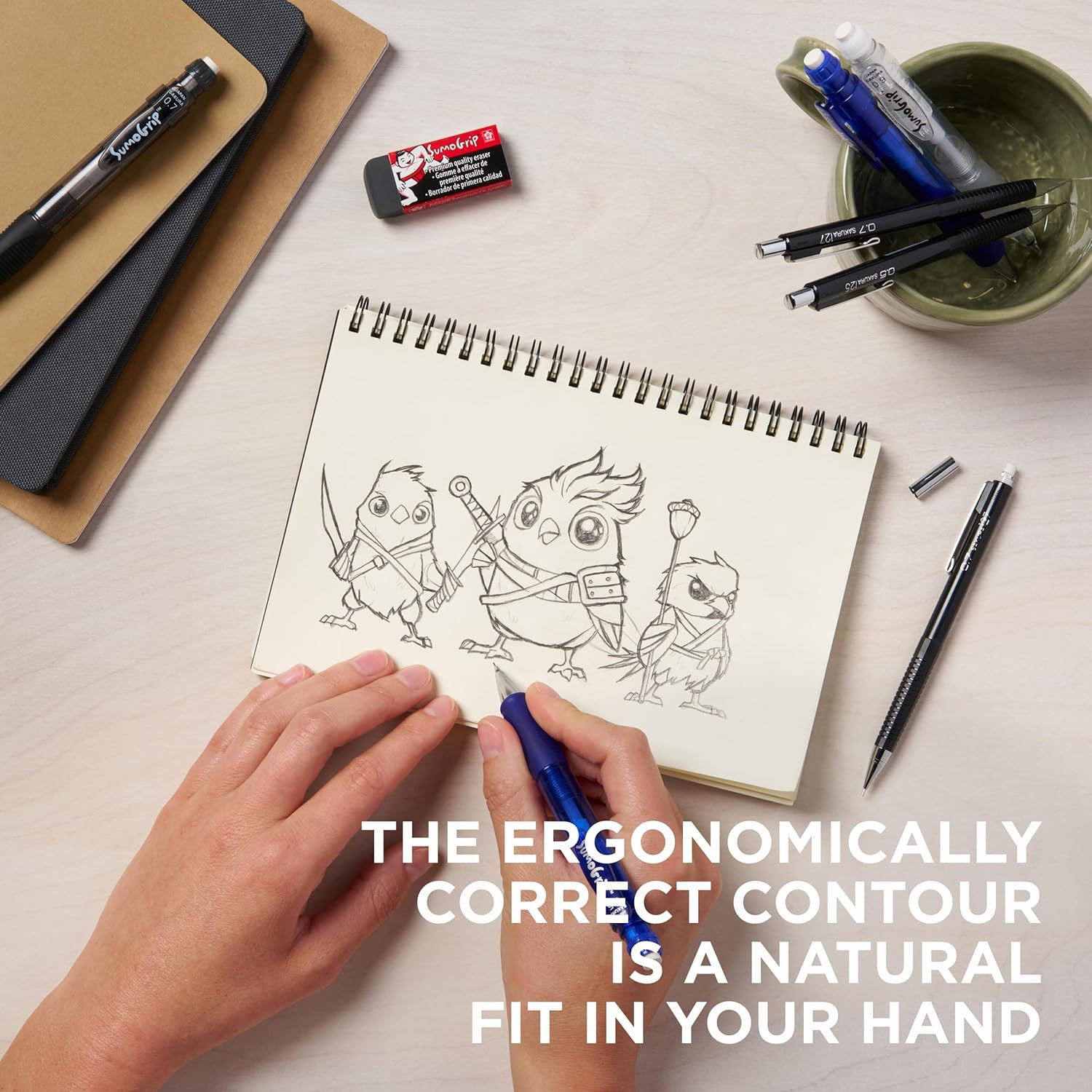 Sumogrip Pencil with Comfort Grip – 0.9 Mm Ergonomic Mechanical Pencil – Clear