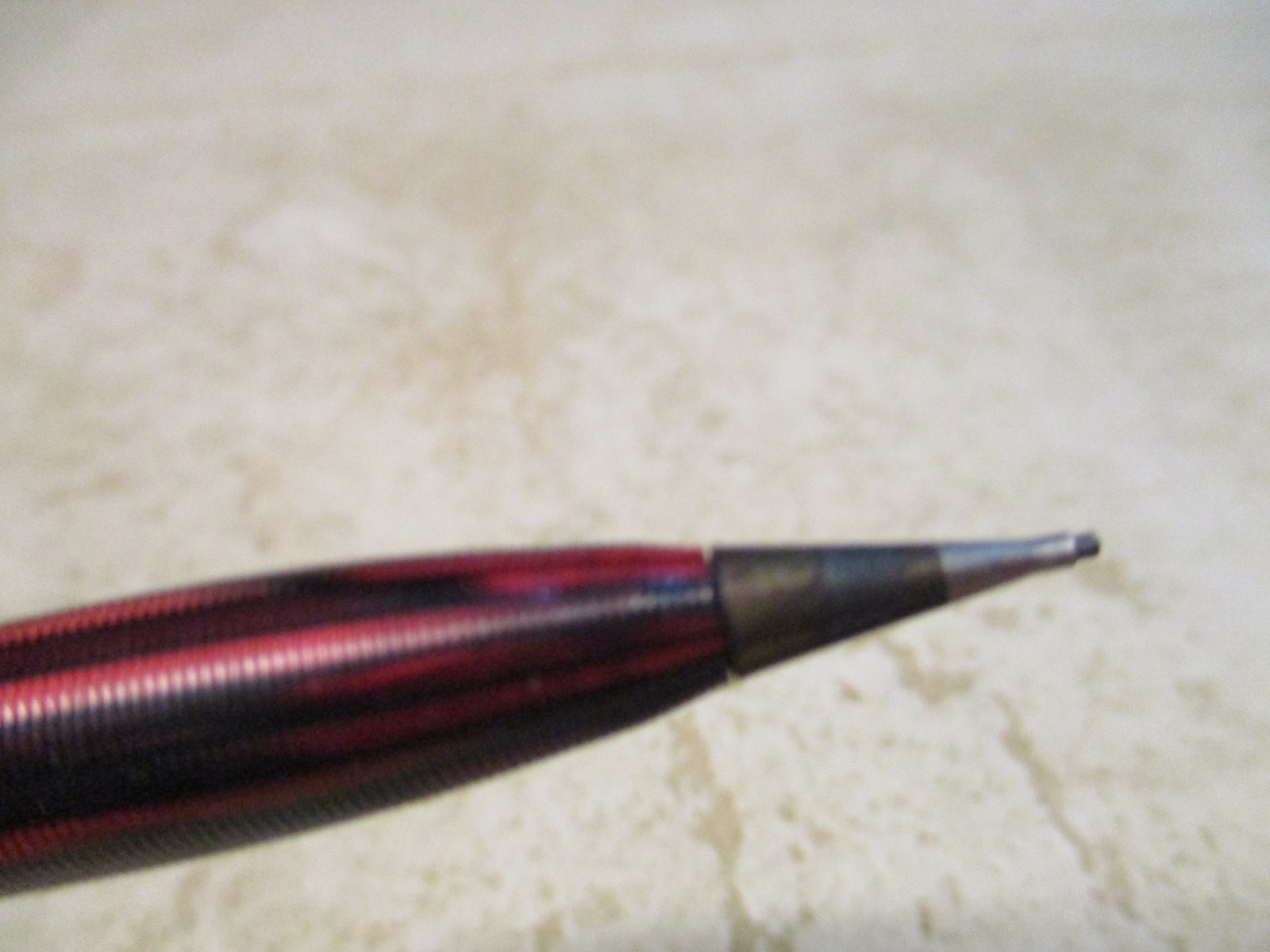Sheaffer Balance Carmine Red Striated Mechanical Pencil w/Jeweler’s Band 1940’s