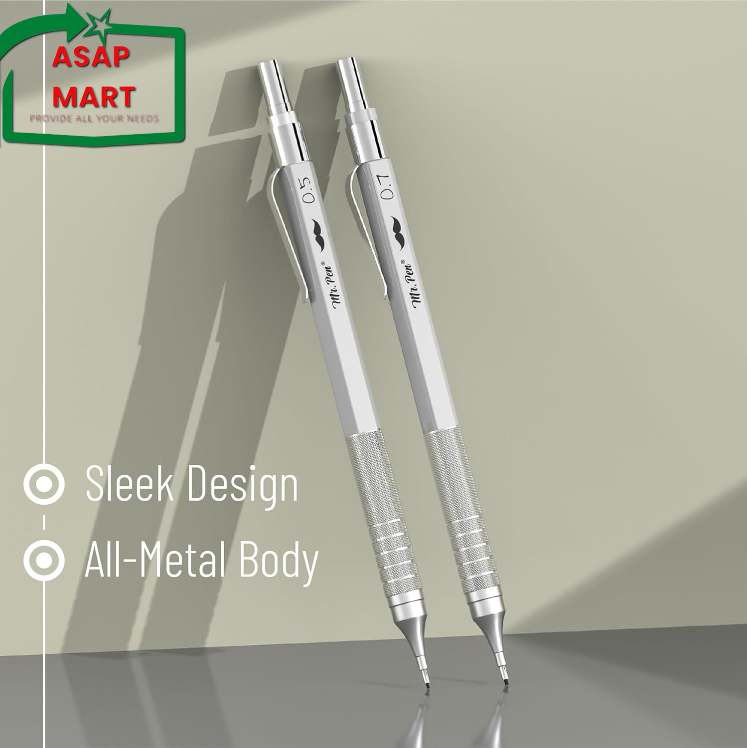 Mr. Pen- Metal Mechanical Pencil Set, 2 Sizes, 0.5 & 0.7Mm, Mechanical Pencils,