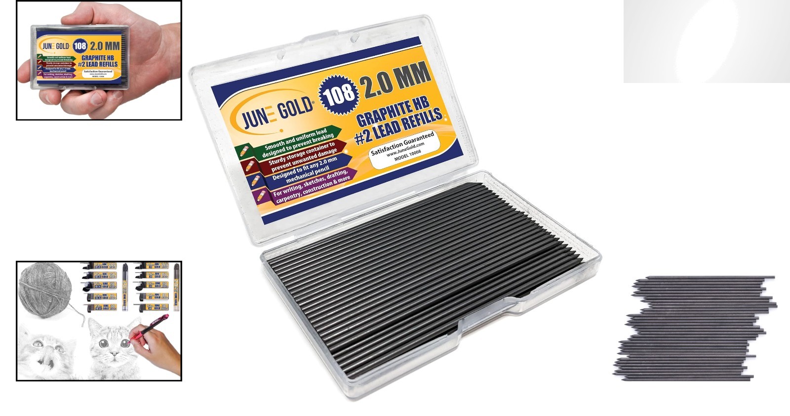 108-Pack 2.0 mm HB Graphite Lead Refills – Break Resistant & Bold Thickness