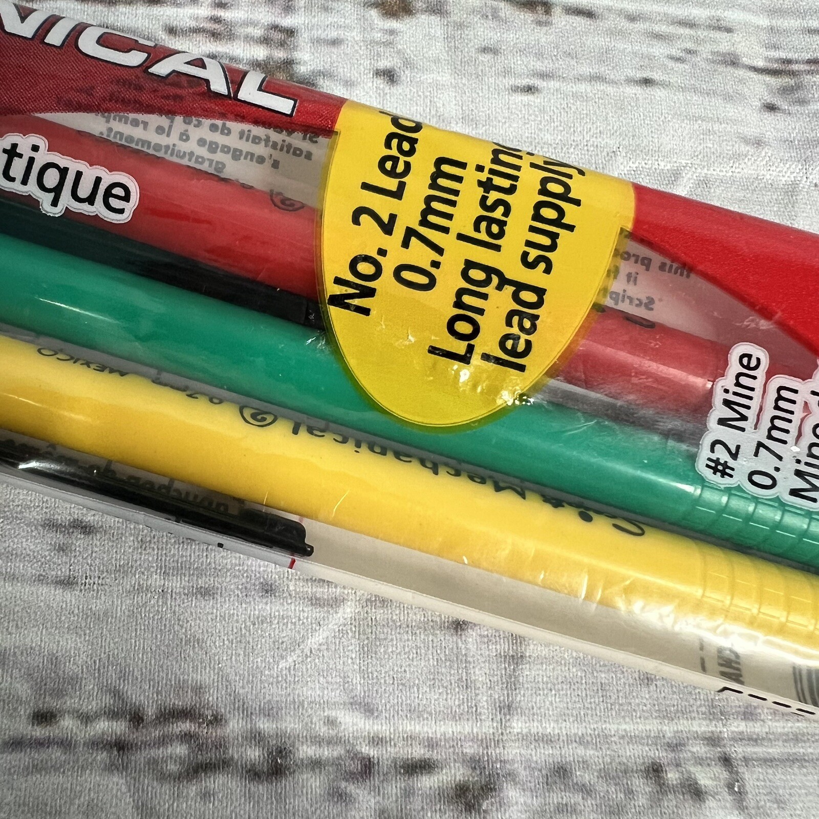Scripto Mechanical Pencil .7mm No. 2 B5039M 25424 Red Green Yellow Pack Of 3
