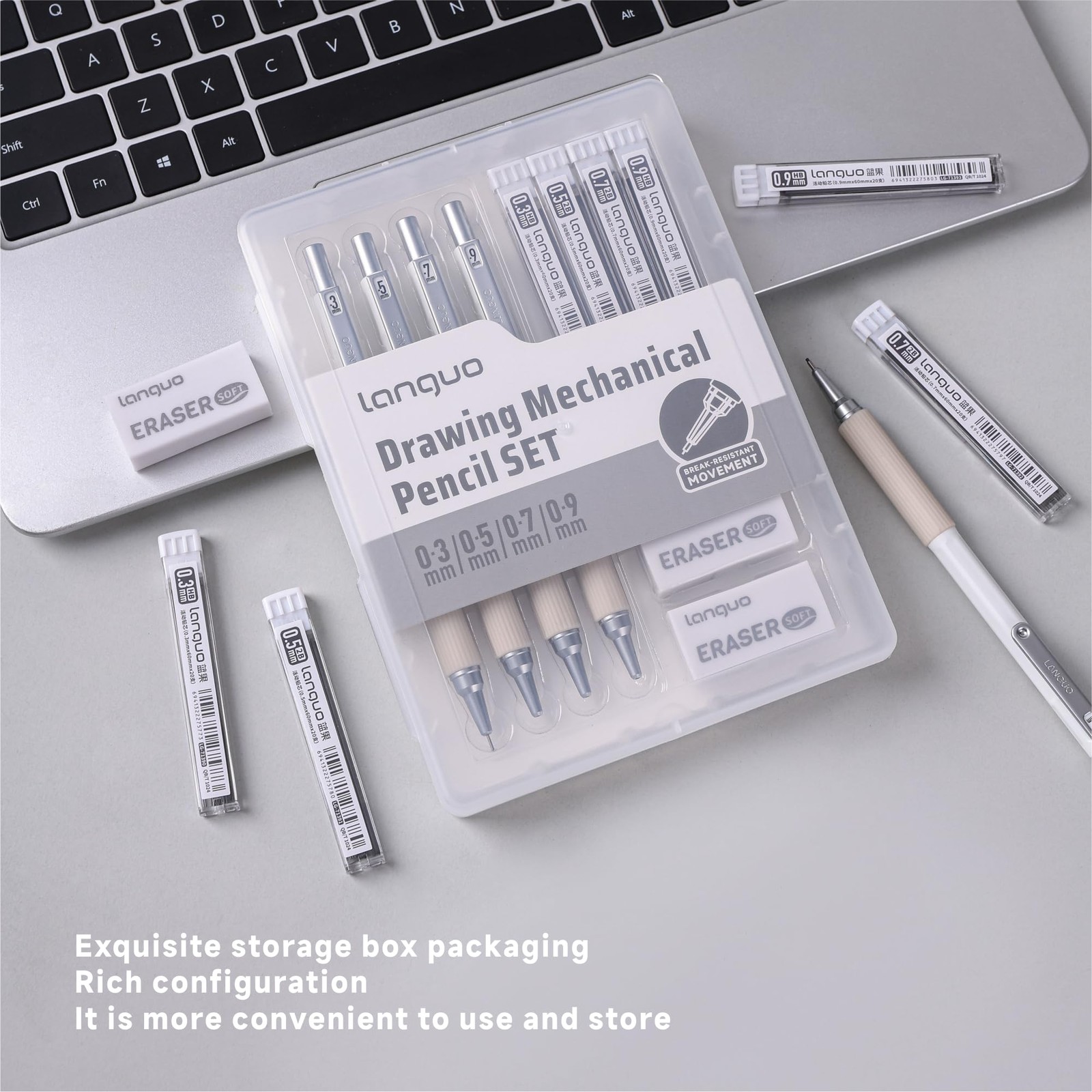 Mechanical Pencil Set with Case, 4PCS Drafting Pencils 0.3mm 0.5mm 0.7mm 0.9m…