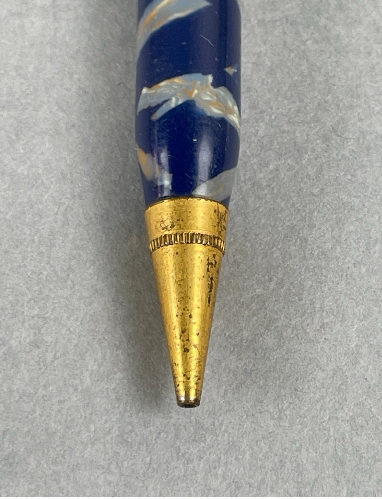 Vintage Marine Cream Brown Gold Trim Marbled Celluloid Mechanical Pencil