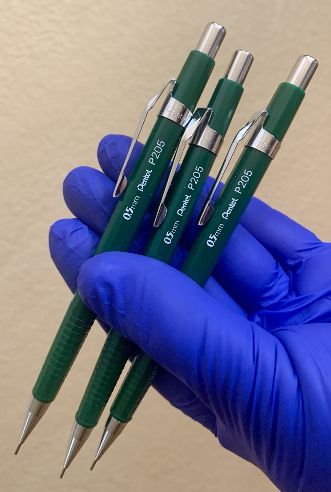 Three Vintage Green Mechanical Pencil PENTEL P205 : 0.5mm Japan