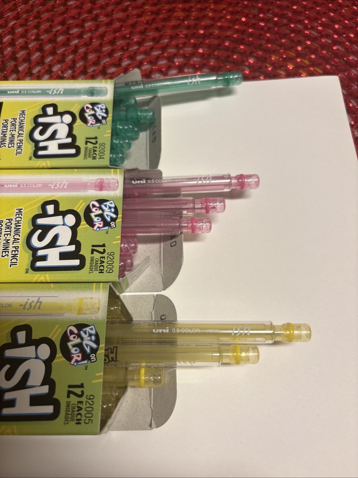 VTG Sanford ISH Erasable Colored Mechanical Pencils Green/Pink/Yellow-11 each!