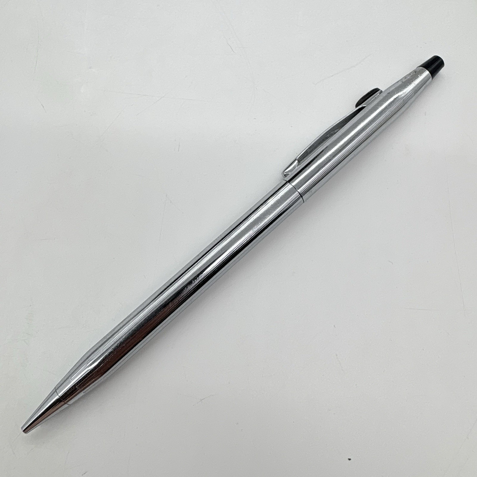 Cross Pencil Silver Tone Chrome w/ Thin Lead Refill And 2 Erasers Dupont Branded