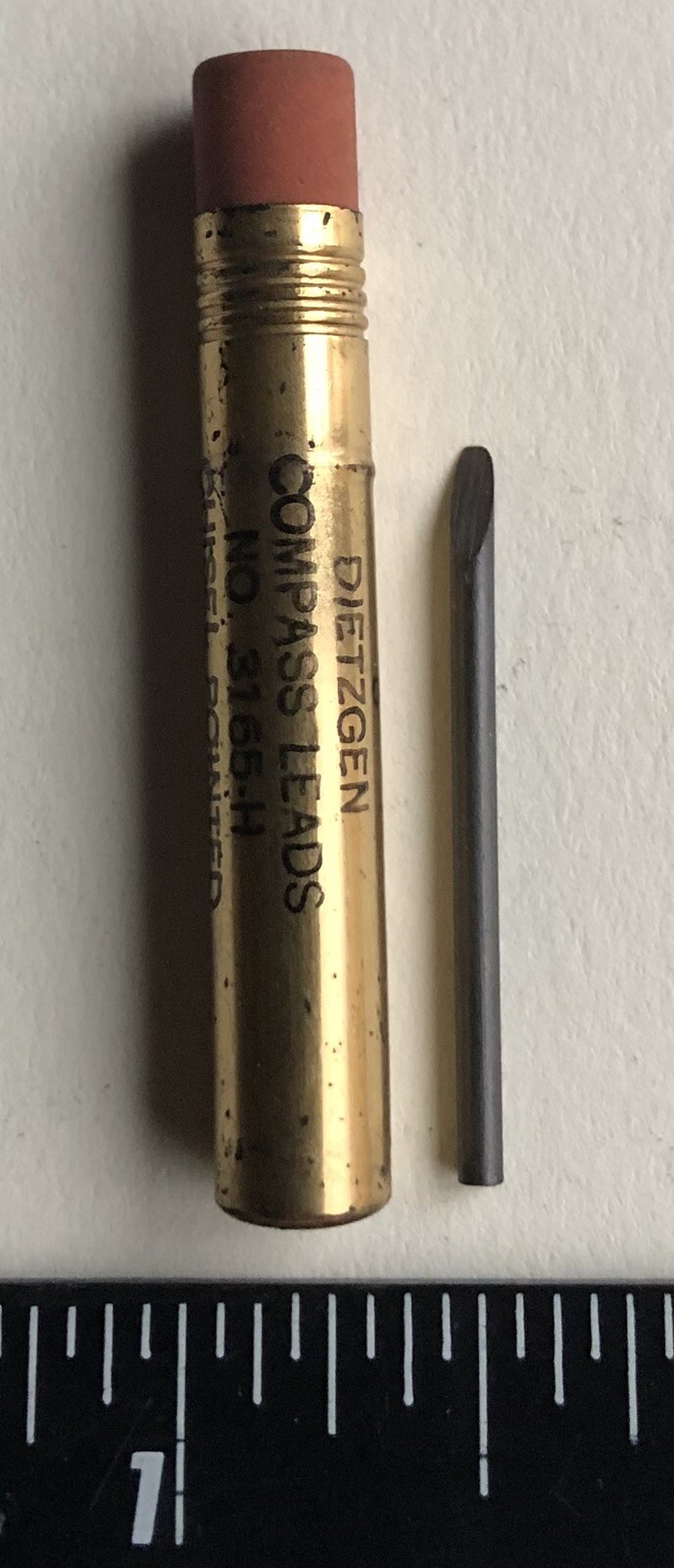 Vintage DIETZGEN 2mm Compass Lead Chisel Pointed 6pk Metal Tube Eraser USA