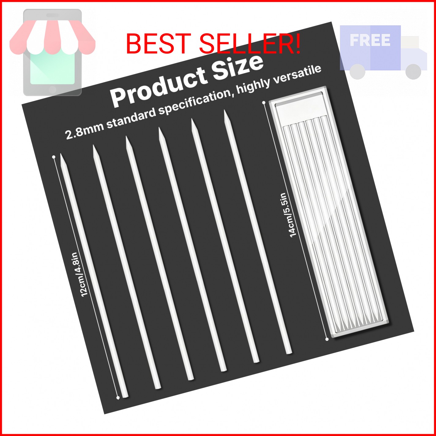 36 Pcs 2.8mm Pencil Lead Refills for Carpenter Mark Pencils Solid Deep Hole Mech