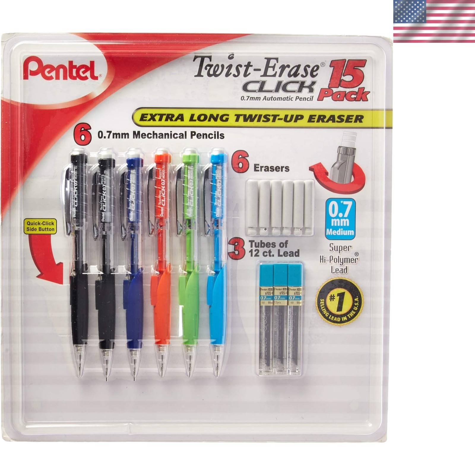 Twist-Erase Click Mechanical Pencils 0.7mm, HB School Supplies, Teacher Suppl…