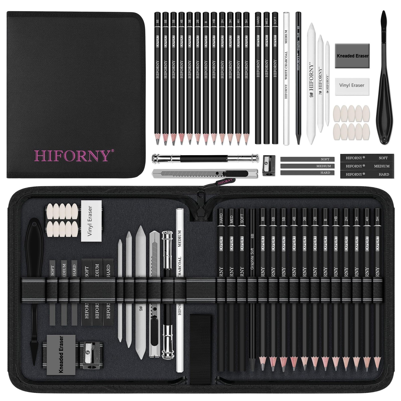 Professional Drawing Set set 42 PCS Charcoal Pencils Art Kit mixed