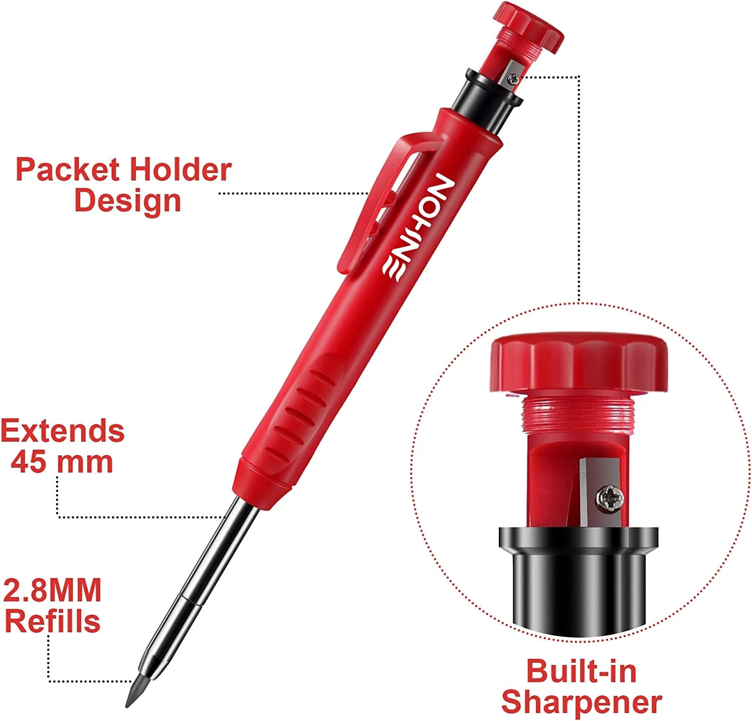 Enhon Mechanical Pencil Set with 4 Carpenter Pencils and 40 Construction Pencil