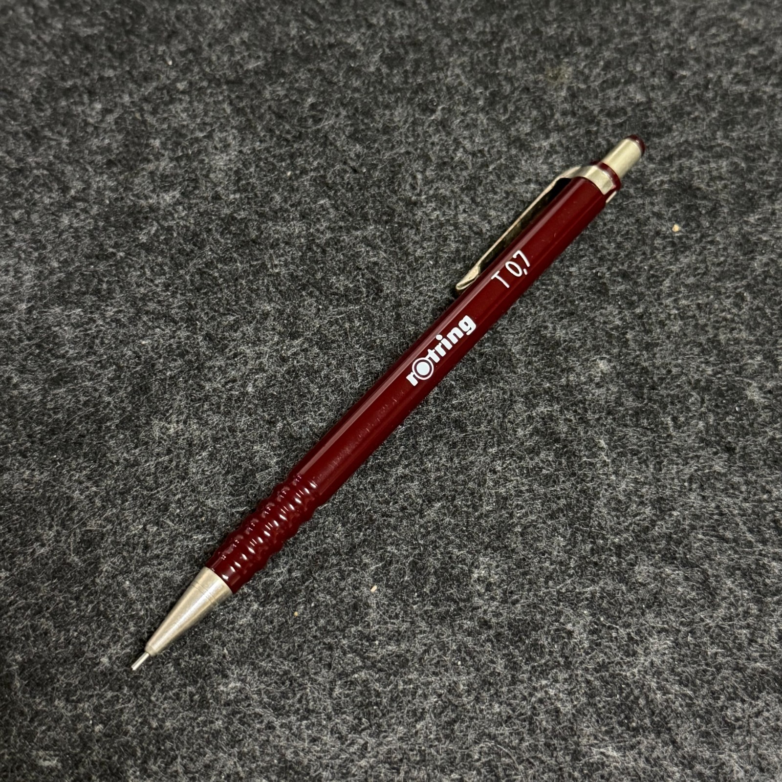 Rare 1980s rOtring T 0.7mm Burgundy Gen 1 Half-Sliding Sleeve Pencil Used