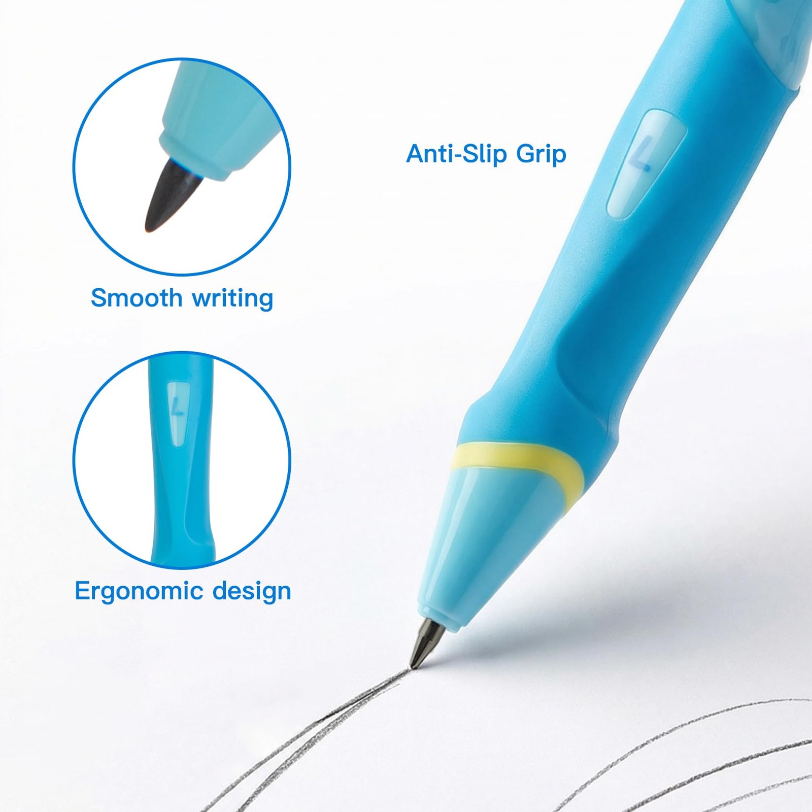 Blue L Ergonomic 2.0mm HB Mechanical Pencil Set Kids Handwriting Aid Refill
