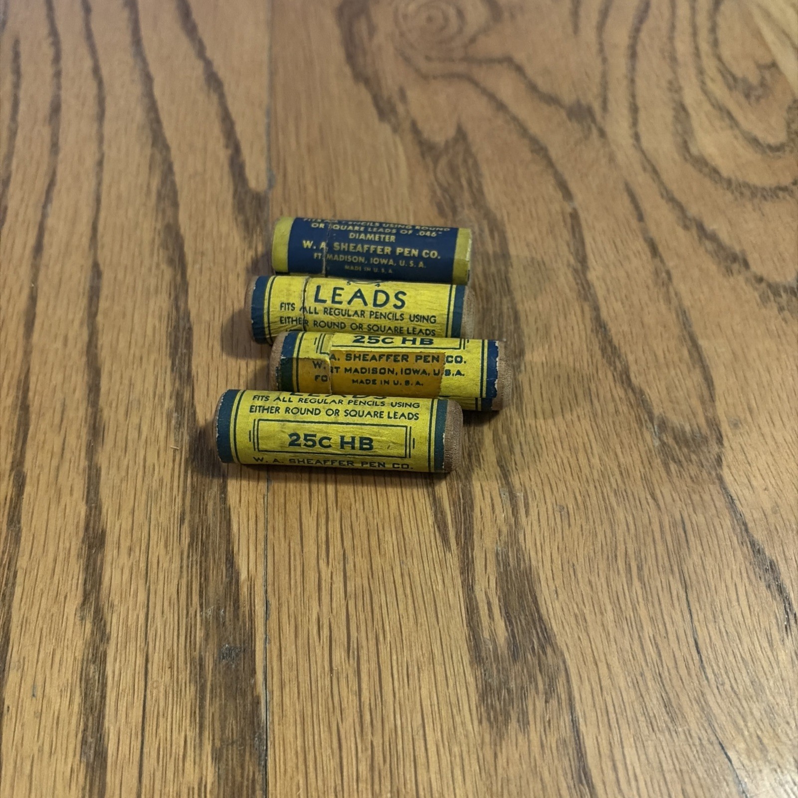 4 Vintage Scheaffers Pencil Lead Wooden Container 25c HB See Description