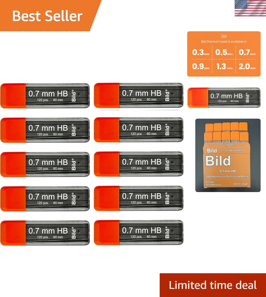 0.7 mm Mechanical Pencil Lead Refills HB Mega, 0.7 mm