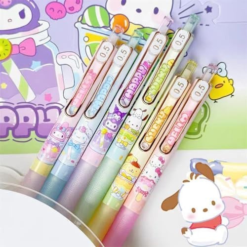 6 Pcs Cute Mechanical Pencils & 5 Pcs Retractable Erasers, Cartoon Stationery Se