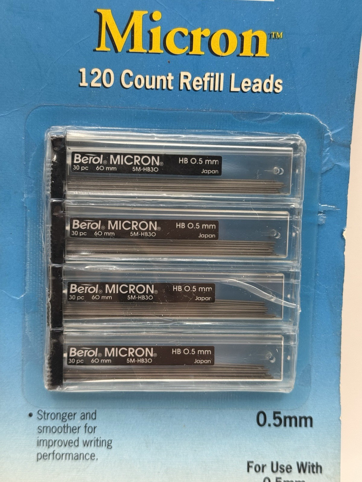 BEROL Micron 0.5mm Refill Leads 4 Tubes 120 Count Made in Japan Micropolymer NOS