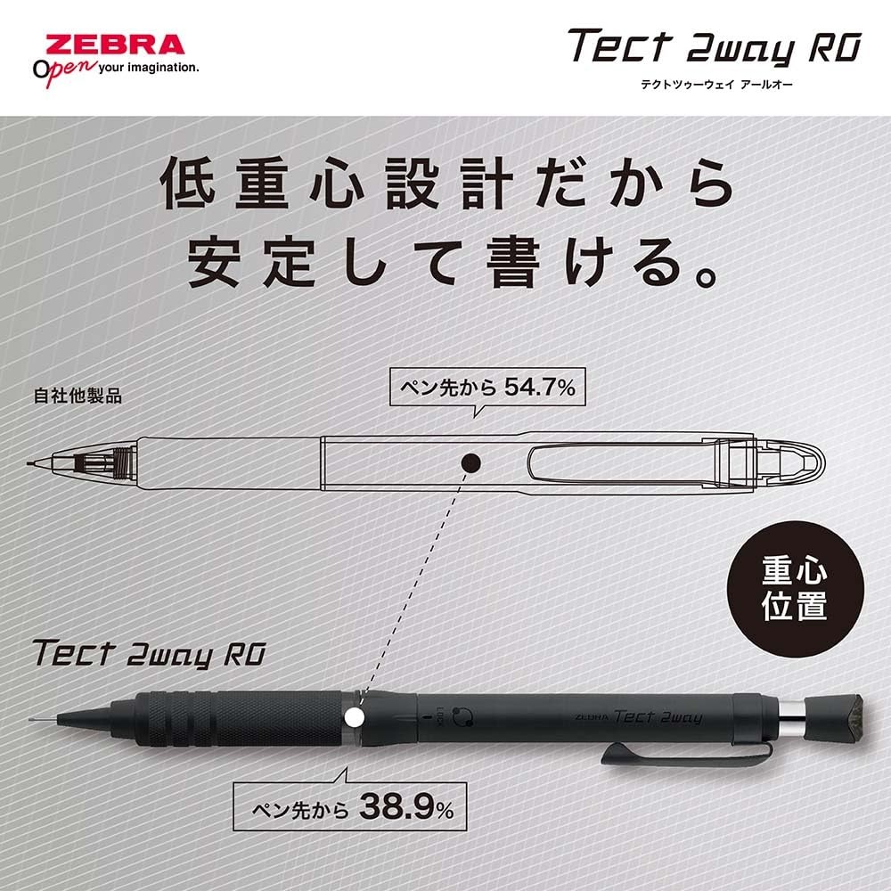 ZEBRA Mechanical Pencil, Tect 2-Way RO, 0.5mm, Metal Silver, Knurled Model, P-MA