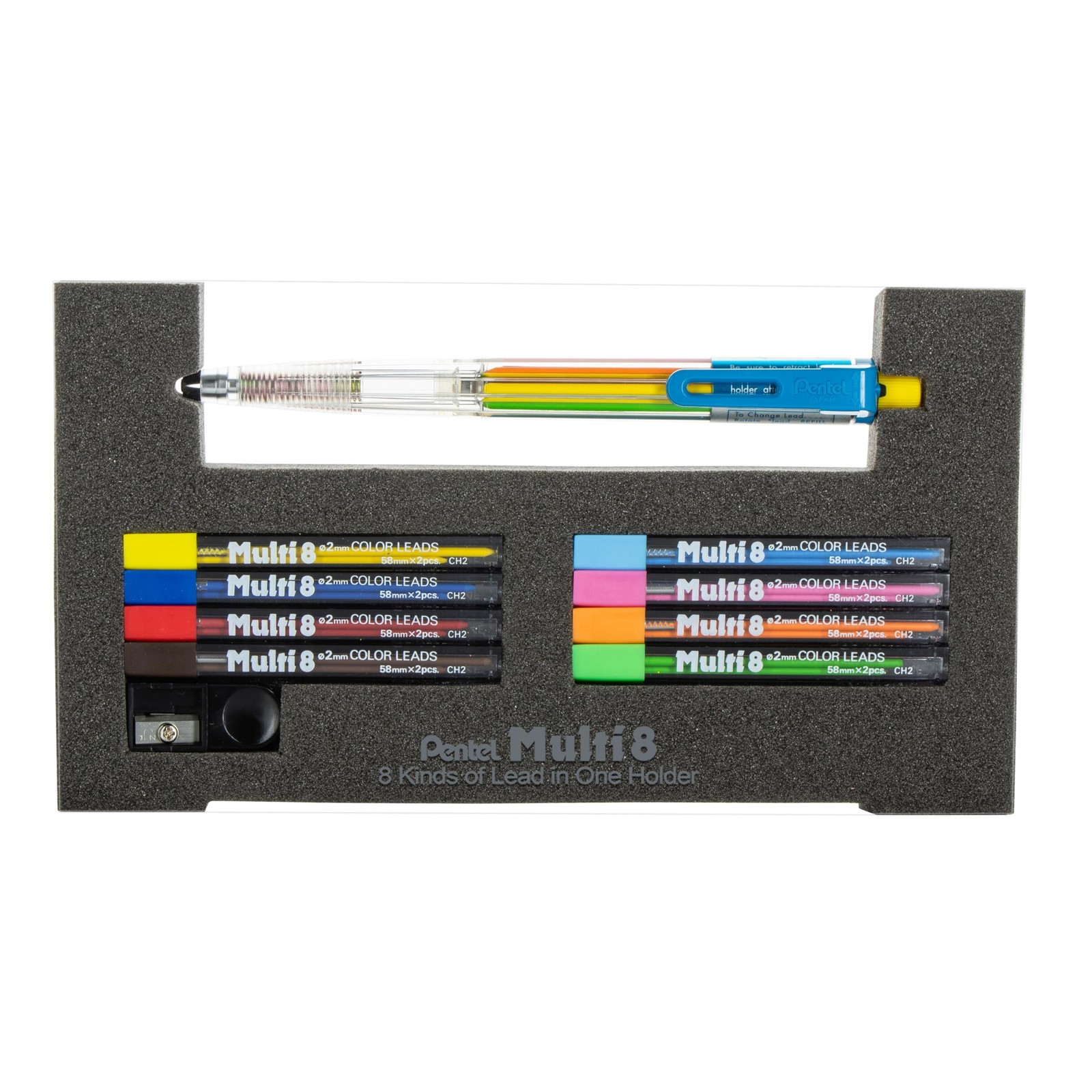 Pentel 8 Color Automatic Pencil Set, Assorted Accent Clip Colors, 8 Color Lead