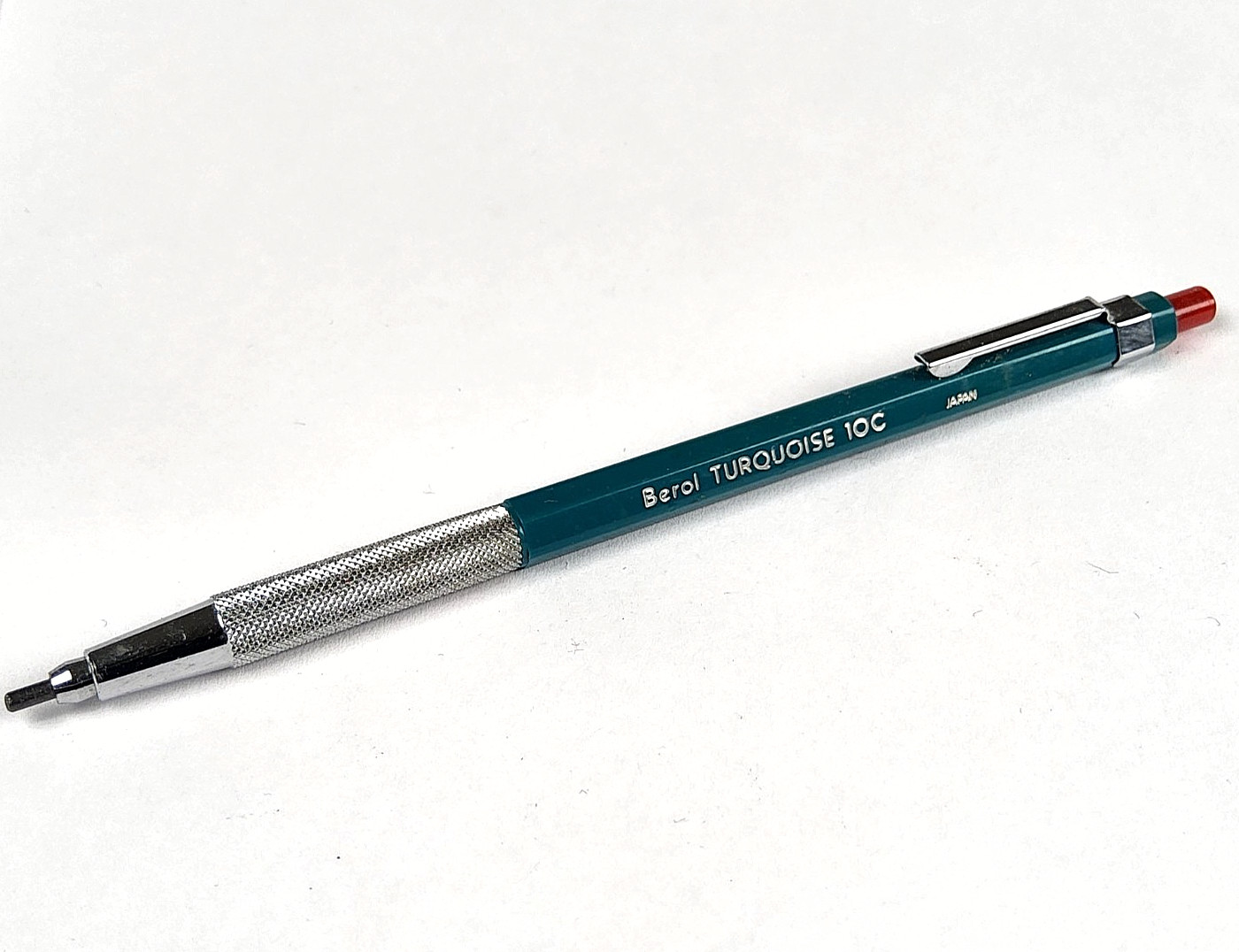 Vintage Berol Turquoise 10C Lead Holder Drafting Pencil Japan Red Button NM