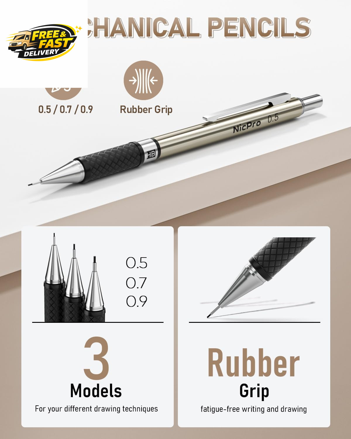 35PCS Art Mechanical Pencil Set, 3 PCS Metal Drafting Pencil 0.5 Mm & 0.7 Mm & 0
