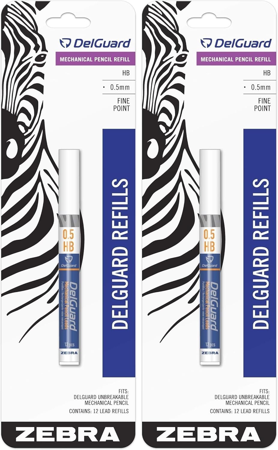 Zebra Delguard Mechanical Pencil Lead Refill, 0.5 Mm, Hb, Black, 12/Tube Pack…