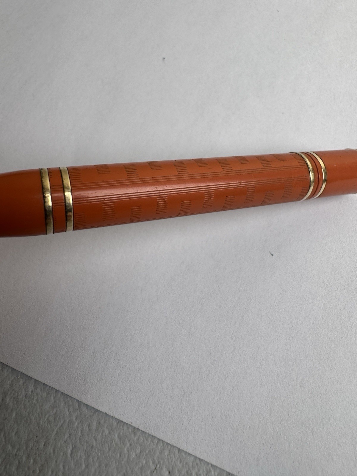 1920’s Wahl Eversharp Orange Mechanical Pencil Gold Filled USA Made Orange