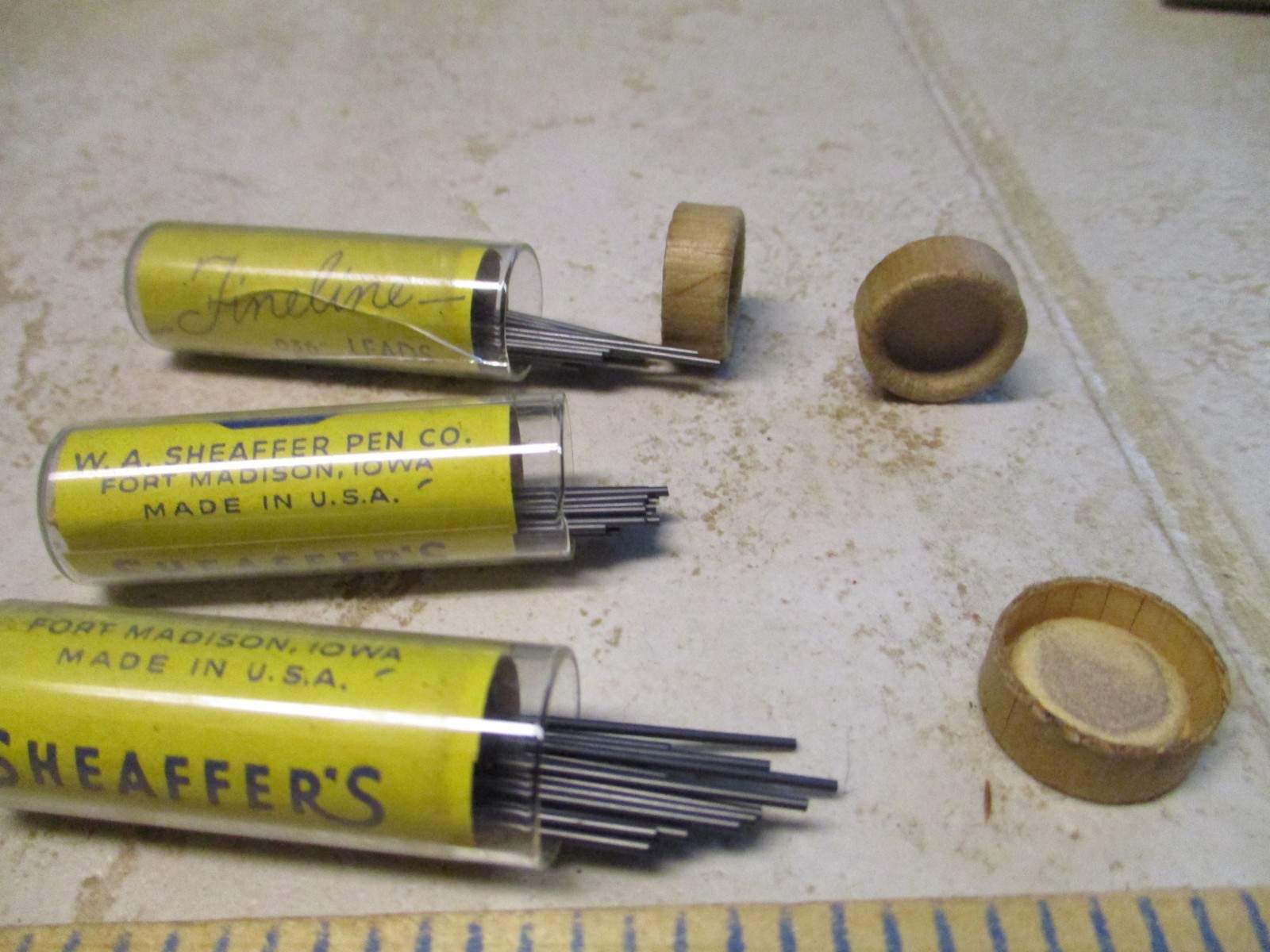 VTG Sheaffers Fineline .036 Leads F Glass Tubes Qty3 Mechanical Pencil L25