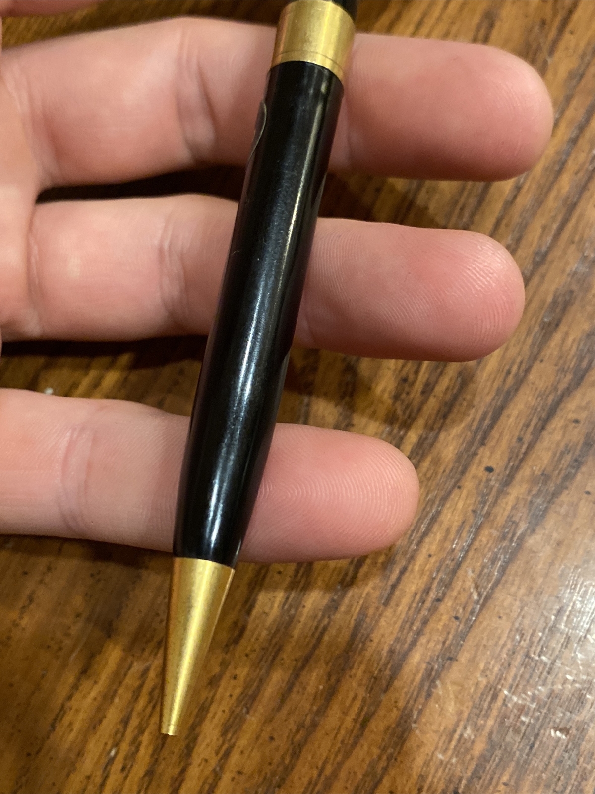 Vtg VENUS 047 G Mechanical Twist Pencil Black w Gold Tone Accents Original Label
