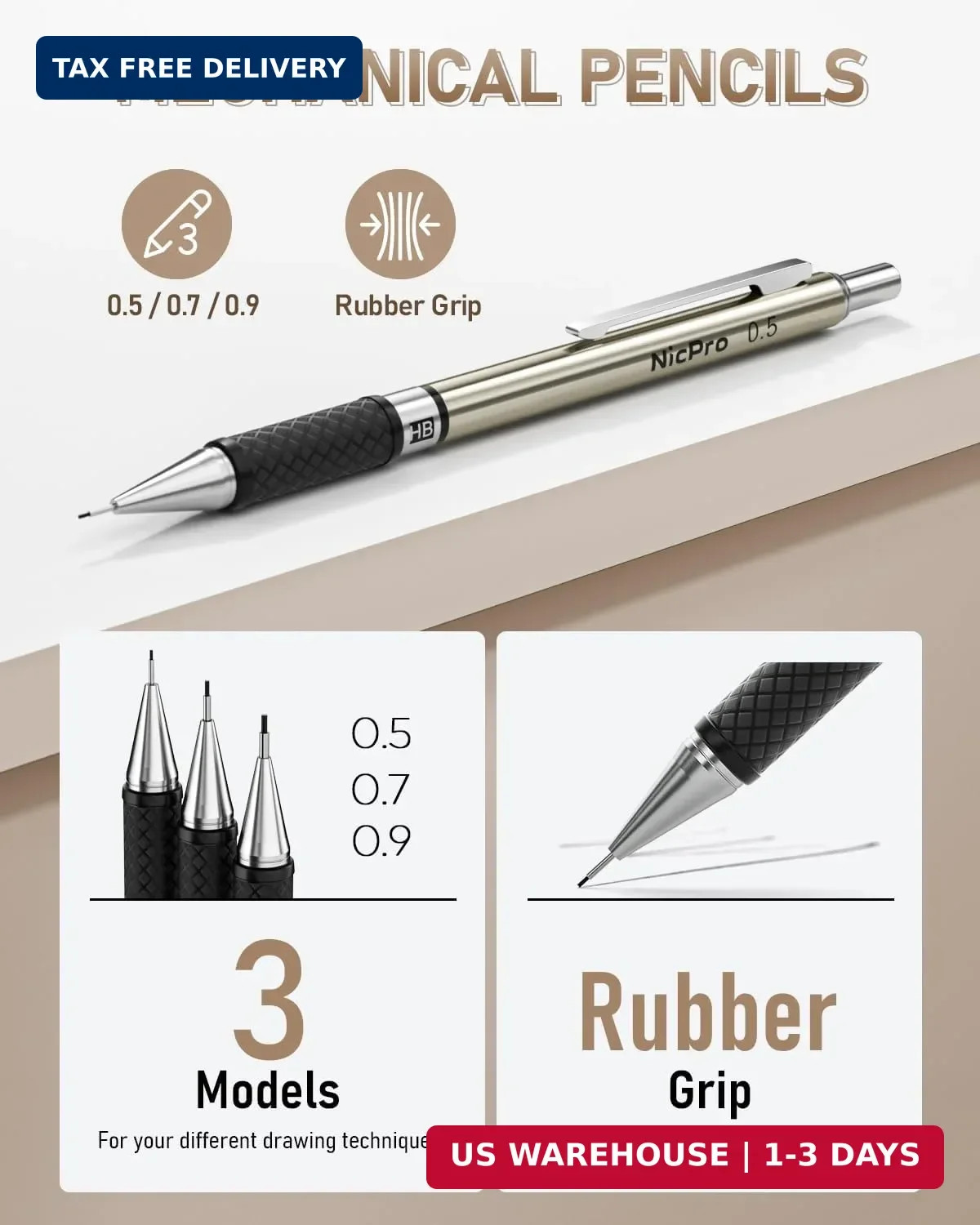35PCS Art Mechanical Pencils Set, 3 PCS Metal Drafting Pencil 0.5 mm & 0.7 mm